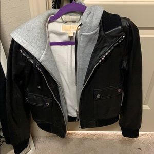 Leather Michael Kors lined jacket